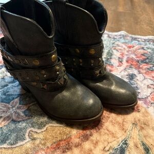 Corral Black Ankle Boots with Studded Straps